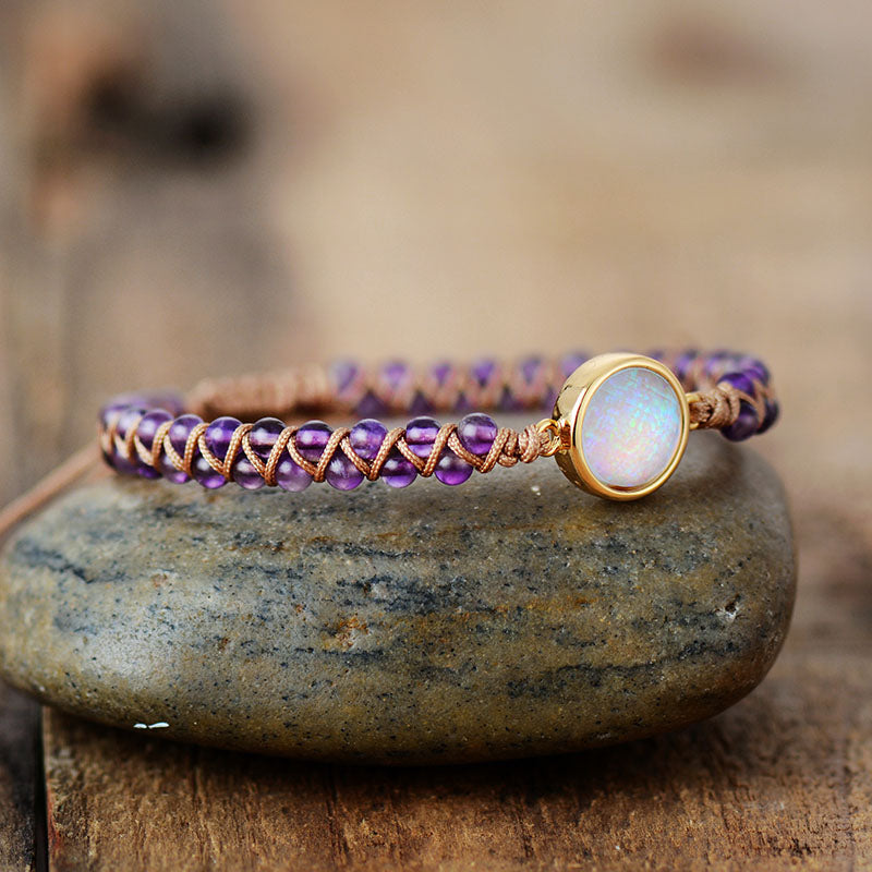 Stone and Opal Braided Bohemian Bracelet in 6 Colors - Wazzi's Wear