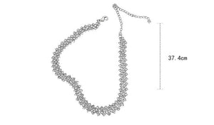 Women’s Sparkly Rhinestone Choker Silver Necklace - Wazzi's Wear