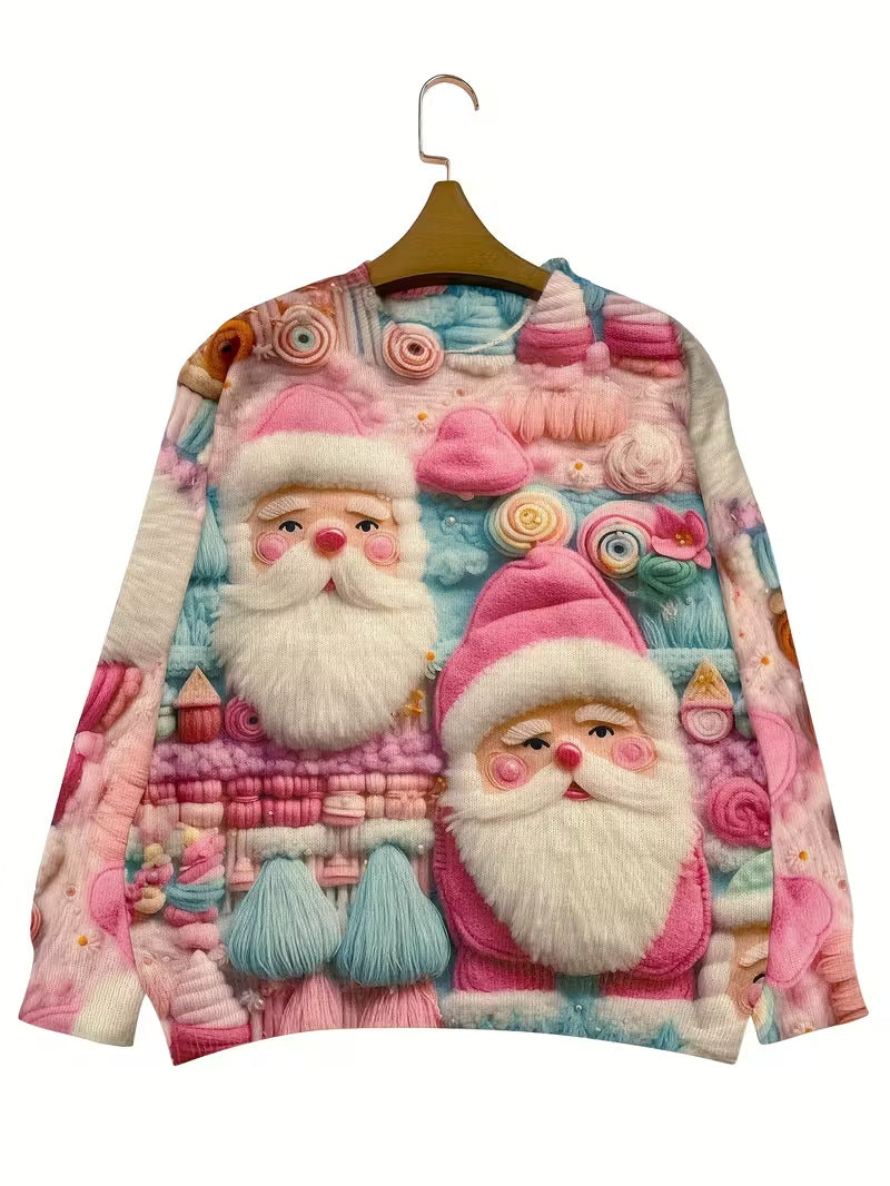 Women's Pullover Christmas Pattern Round Neck Sweatshirt