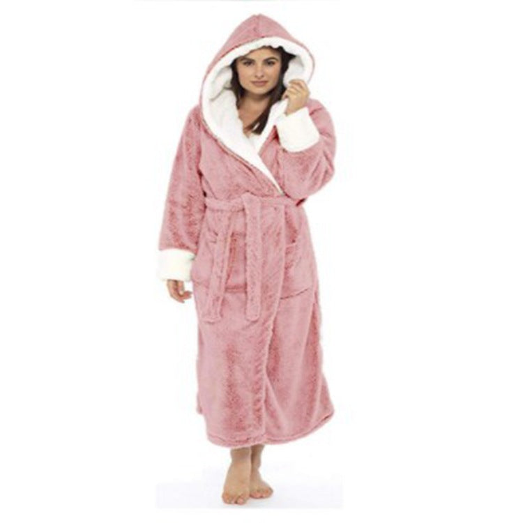 Women's Plush Housecoat with Hood in 8 Colors S-5XL - Wazzi's Wear