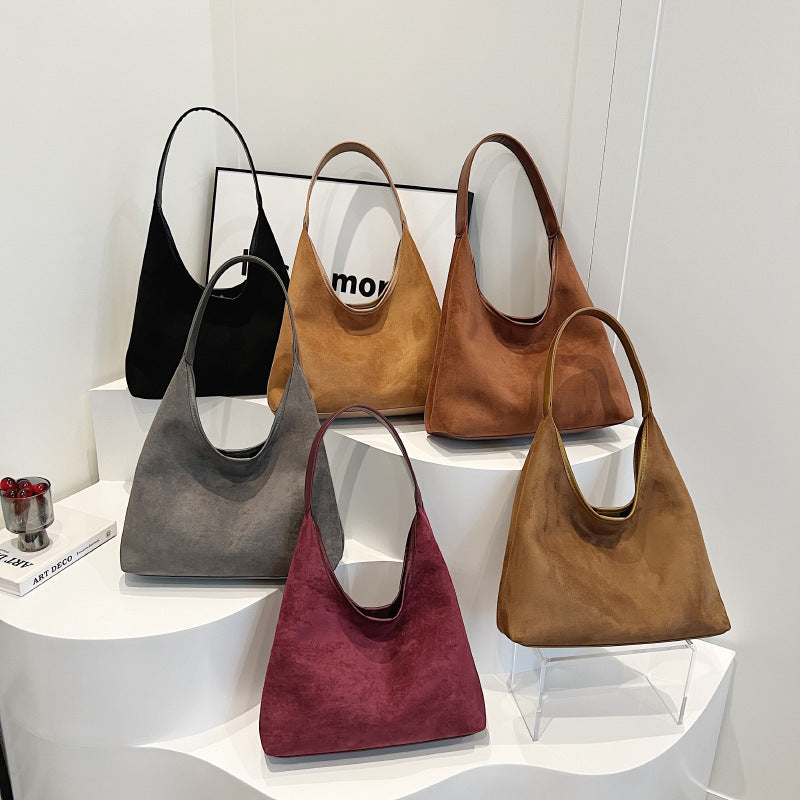 Women’s Solid Colour Suede Shoulder Bag