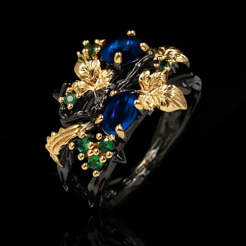 Trendy Colorful Flower Angel Two-Tone Ring For Women Fashion Cross-Border Jewelry