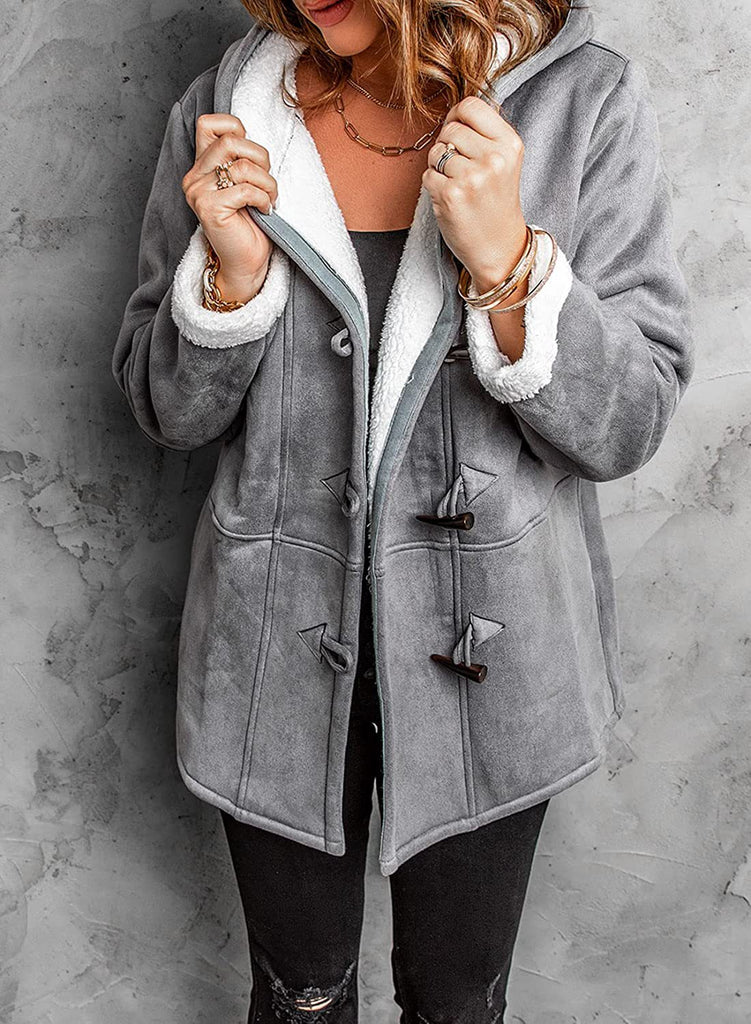 Women's Mid-Length Plush Hooded Coat in 6 Colors S-3XL - Wazzi's Wear