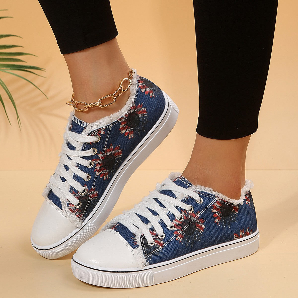 Women’s Casual Flat Floral Canvas Sneakers in 5 Colors - Wazzi's Wear