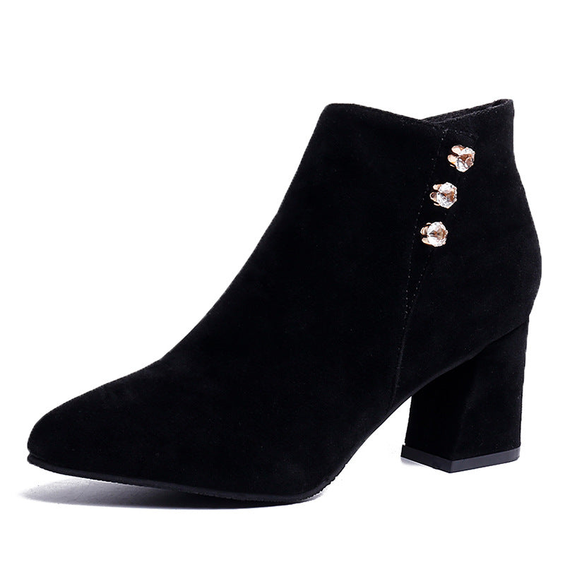 Women’s Fleece Lined Block Heel Ankle Boots