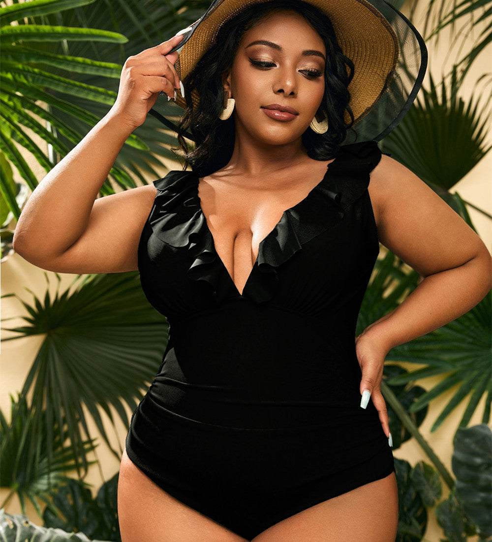 Women’s Plus Size Ruffled One Piece Swimsuit in 2 Colors XL-4XL - Wazzi's Wear