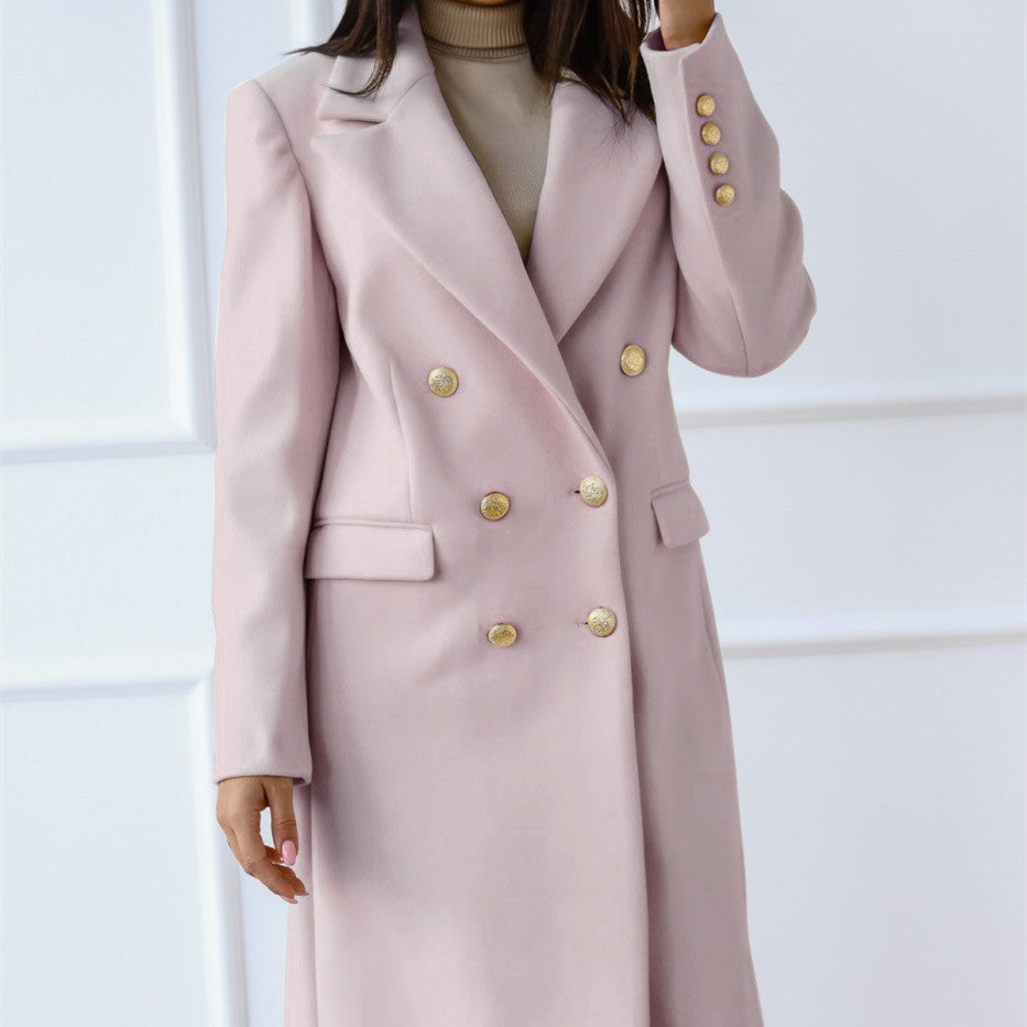 Women’s Long Sleeve Coat with Lapel and Buttons in 5 Colors S-2XL - Wazzi's Wear