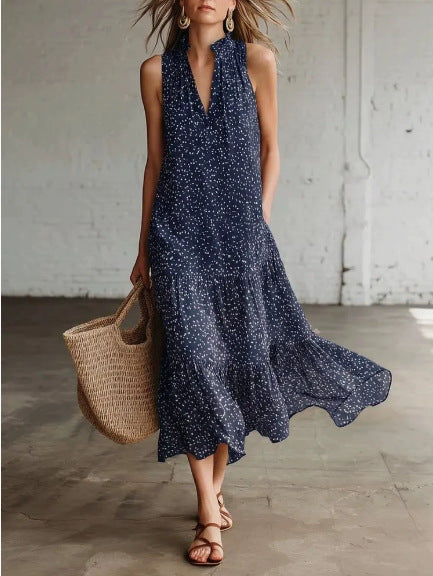 Women's Polka-Dot Sleeveless Dress