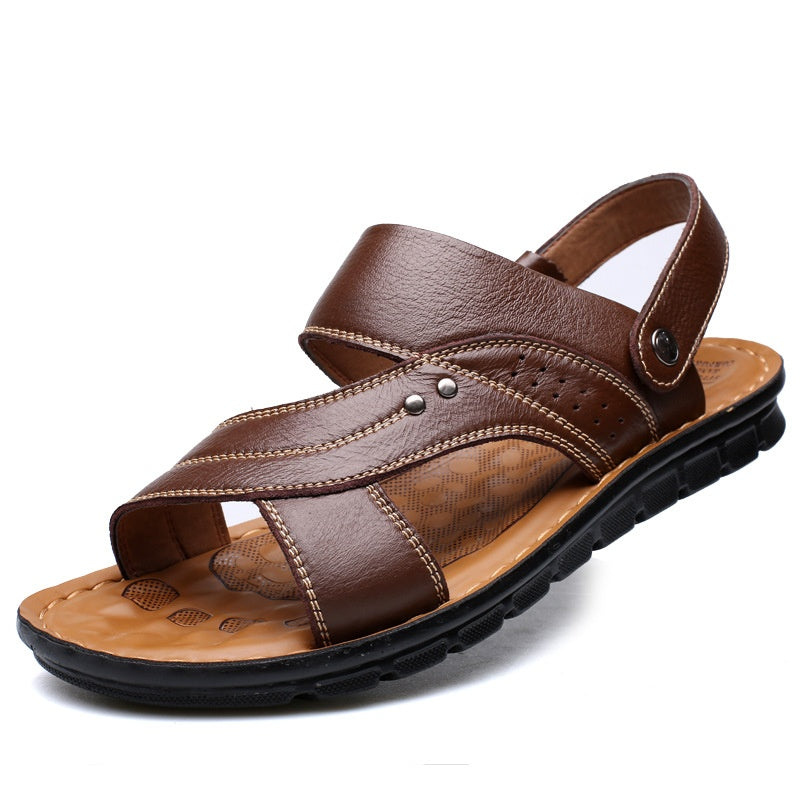 Men’s Leather Sandals with Adjustable Back Strap