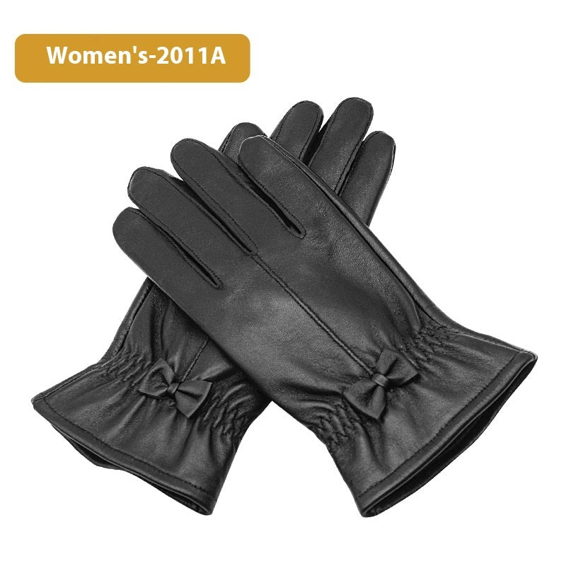 Women's Leather Fleece-Lined Touch Screen Gloves