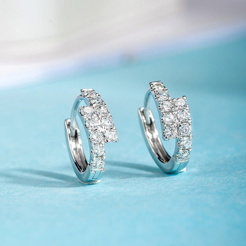 Elegant Silver Hoop Earrings with Artificial Diamonds