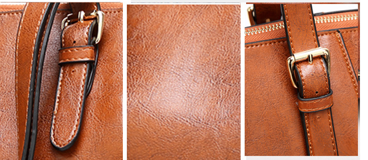 Women’s Oil Wax PU Leather Large Capacity Shoulder Bag in 4 Colors - Wazzi's Wear
