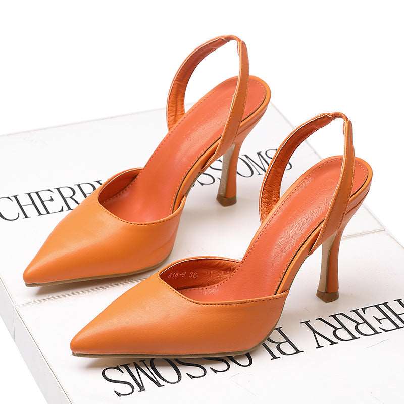 Women’s Elegant Solid Colour Pointed Toe Slingback Heels