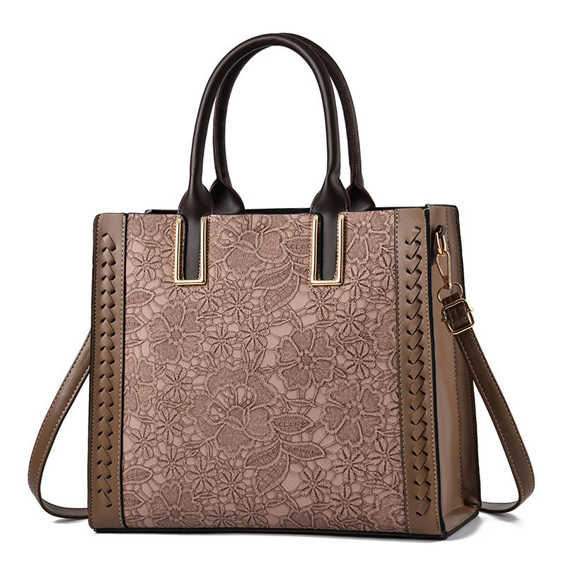 Elegant Flower Embossed Shoulder Bag