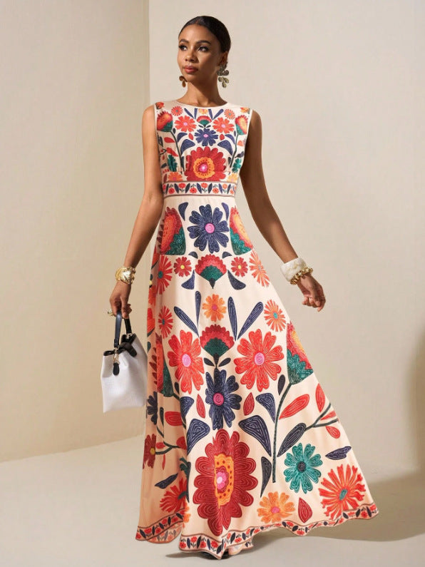 Bohemian-style Tropical Rainforest Print Dress