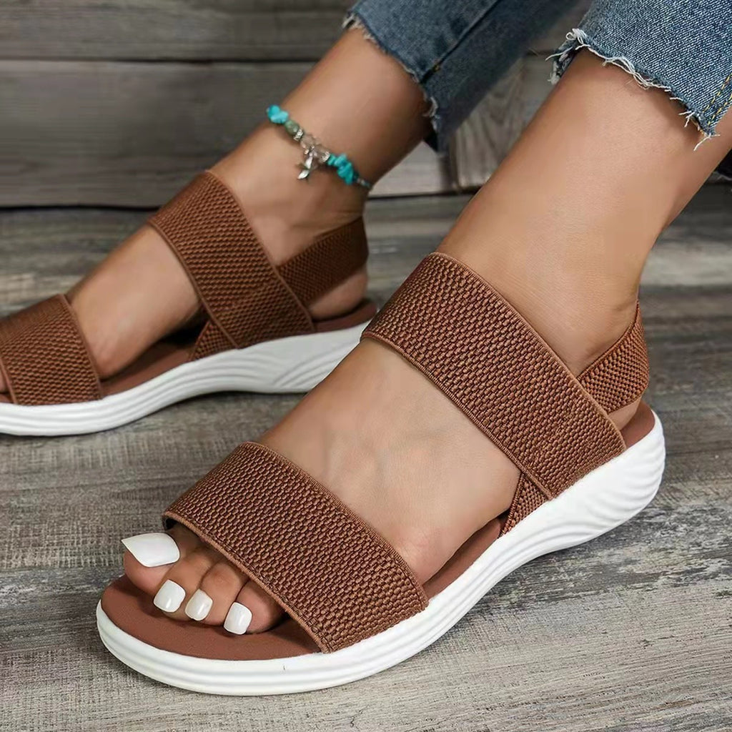 Women’s Wide Strap Flat Sandals with Ankle Band