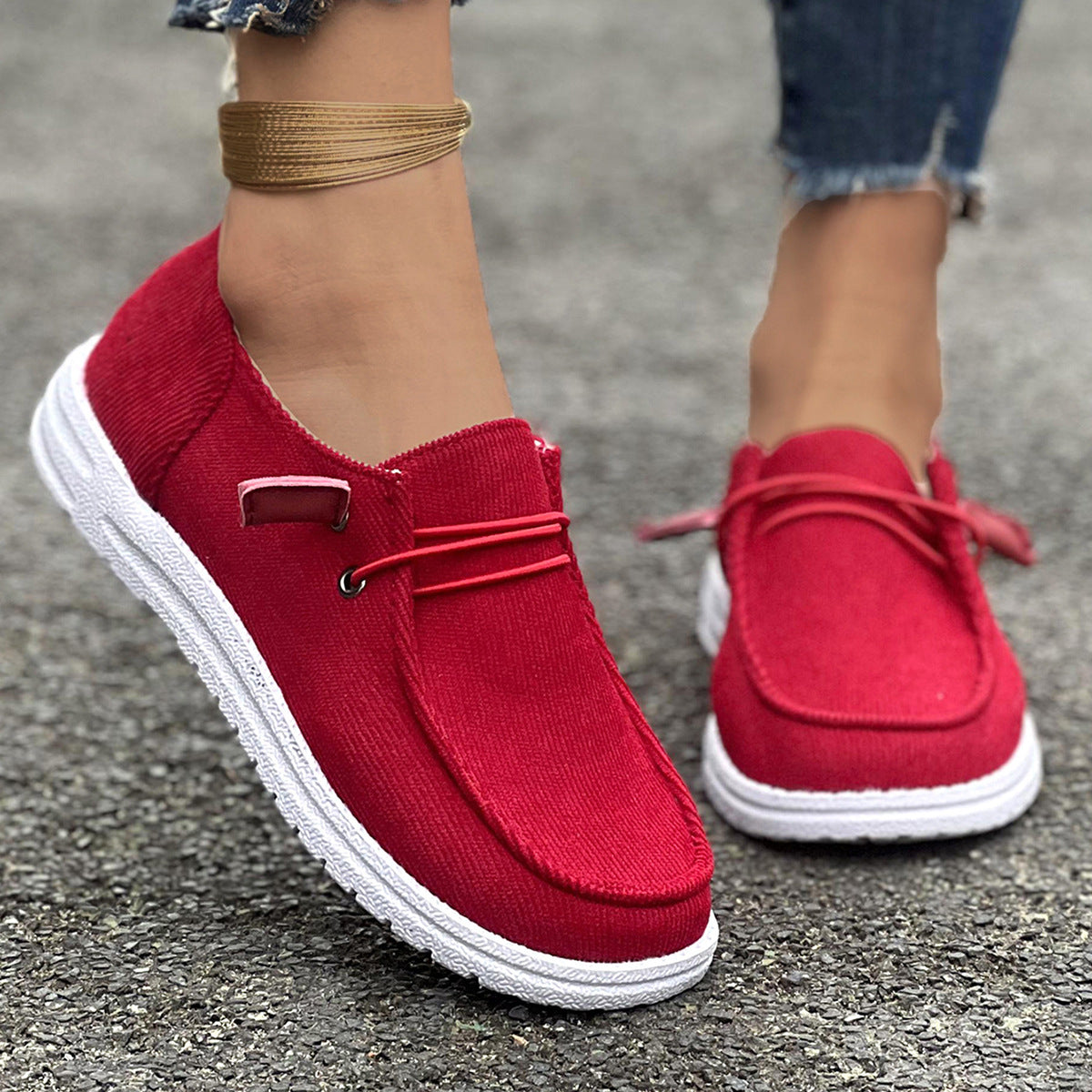 Women's Flat Bottom Slip On Casual Boat Shoes