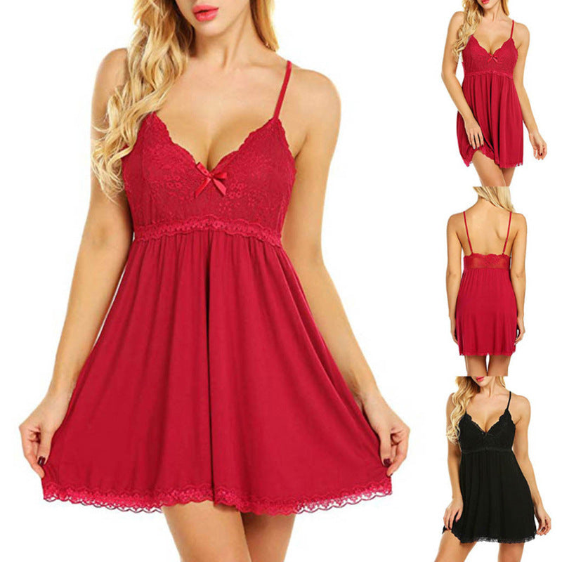 Women’s Satin and Lace Lingerie Sling Dress in 3 Colors S-XXXL - Wazzi's Wear
