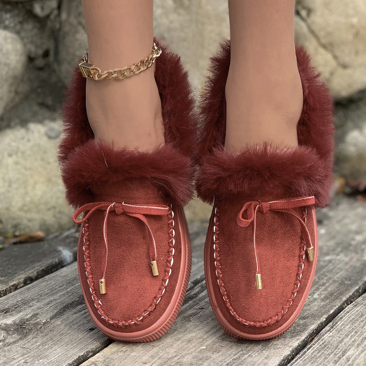 Women’s Plush Suede Platform Slippers