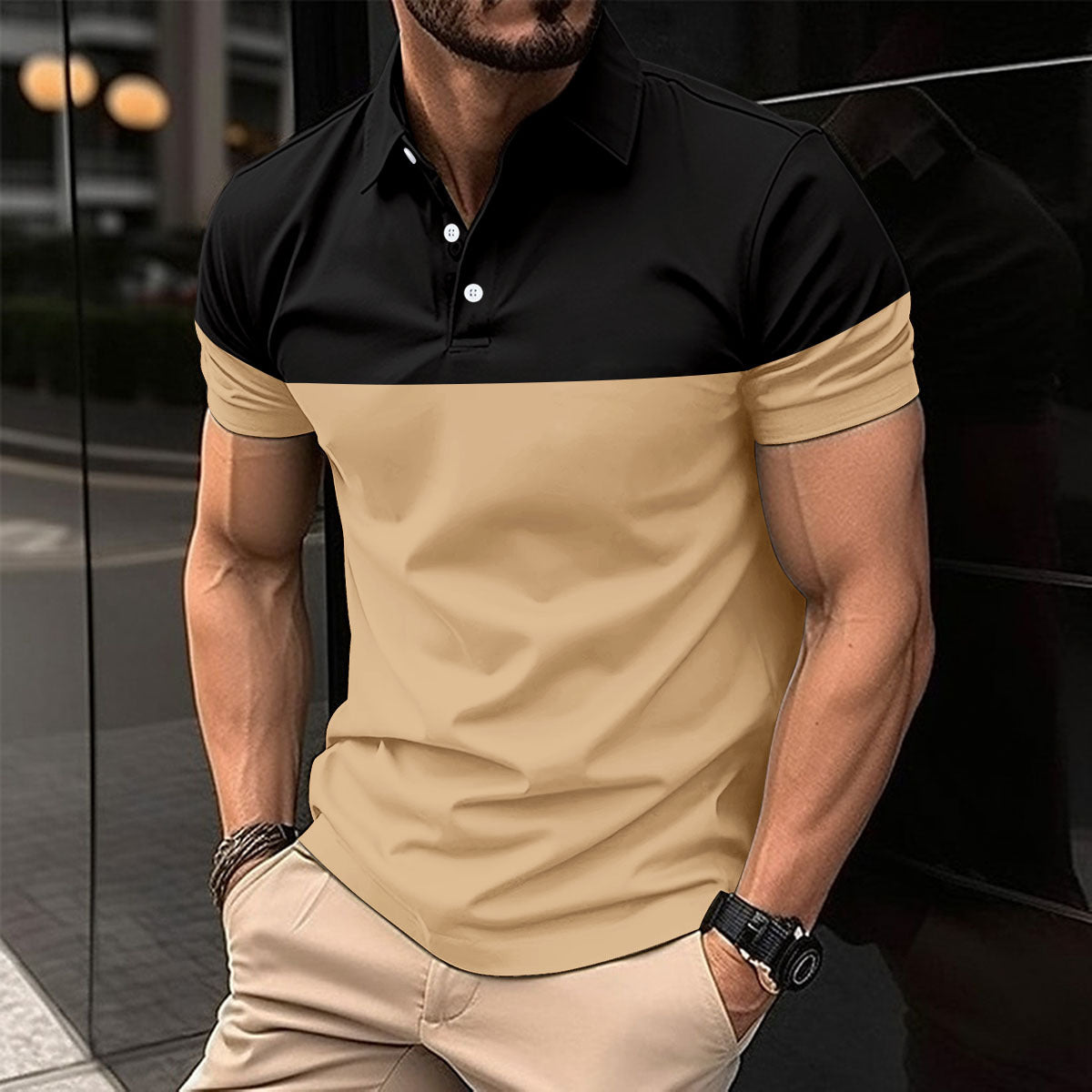 Men's Casual Colorblock Polo Shirt in 8 Colors S-XXXL - Wazzi's Wear