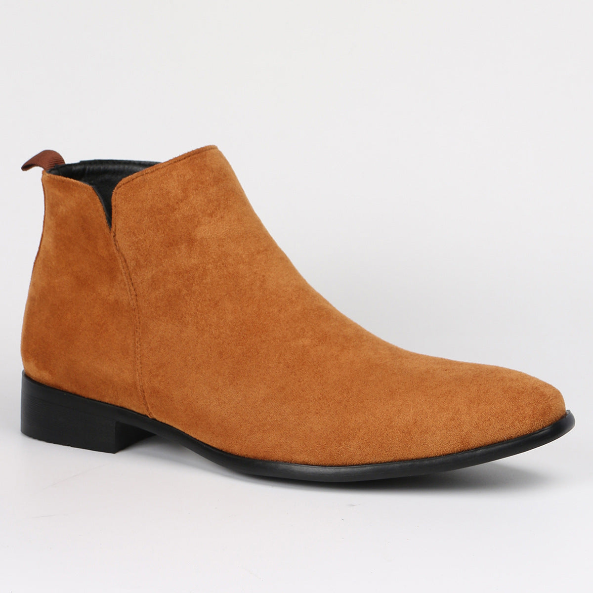 Men's Ankle Boots with Wedge Heel and Square Toe