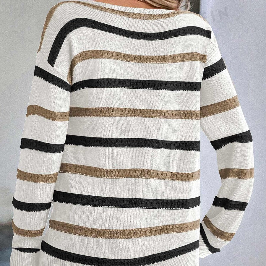 Women’s Boat Neck Knit Long Sleeve Sweater