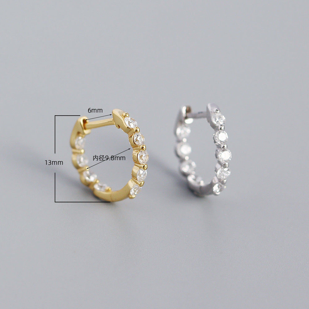 Sterling Silver Zircon Diamond Loop Earrings - Wazzi's Wear