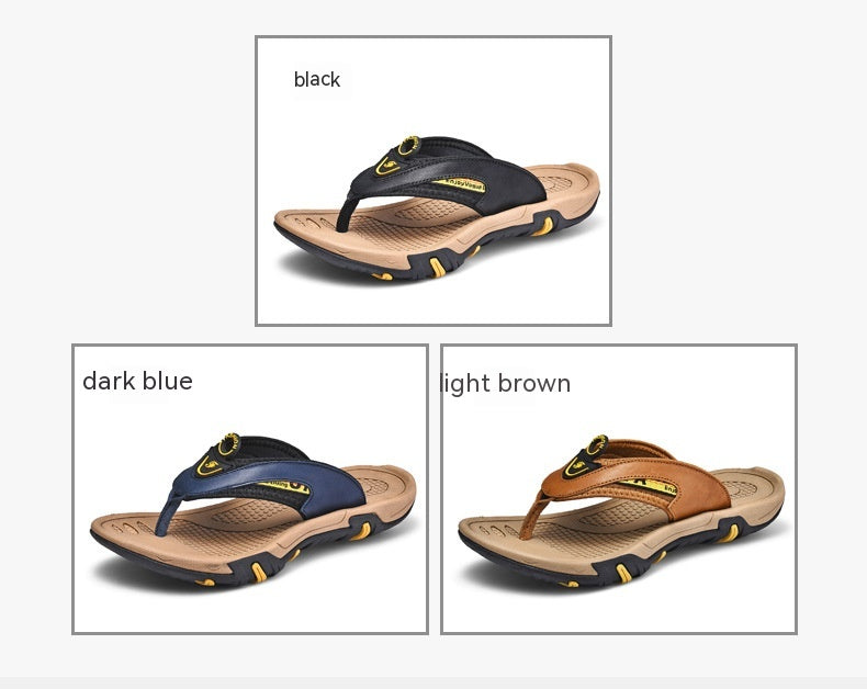 Men's Leather Non-Slip Flip Flop Sandals in 3 Colors