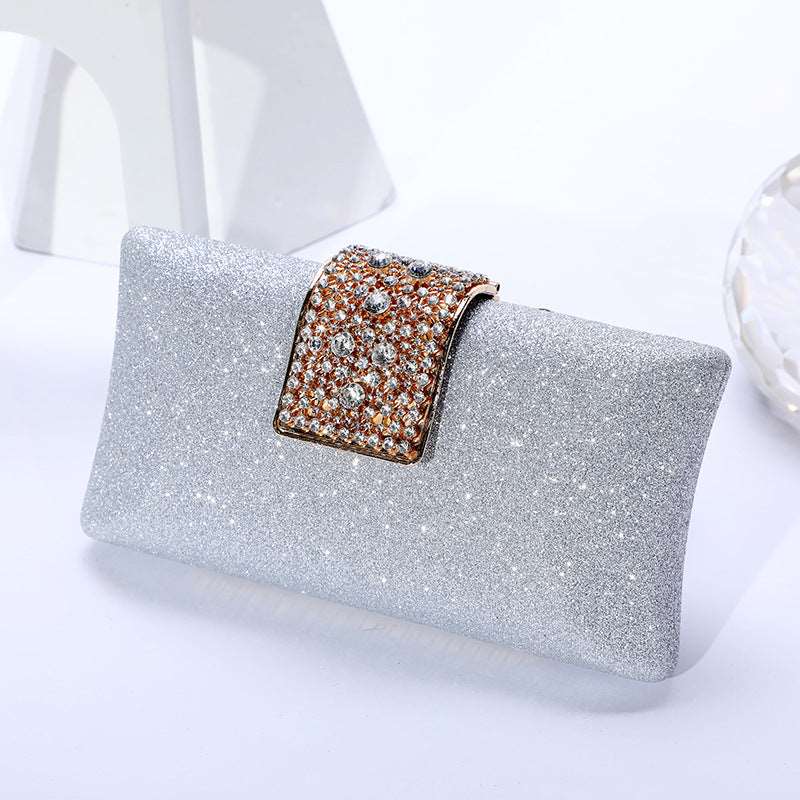 Elegant Rhinestone Clutch with Chain Strap in 4 Colors - Wazzi's Wear