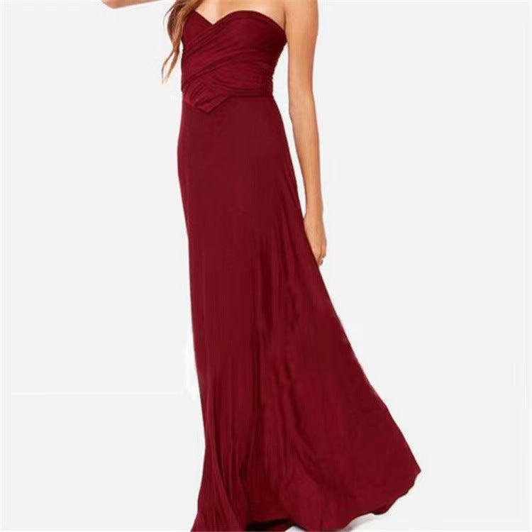 Women’s V-Neck Sleeveless Evening Bridesmaid Dress in 10 Colors S-XXL - Wazzi's Wear