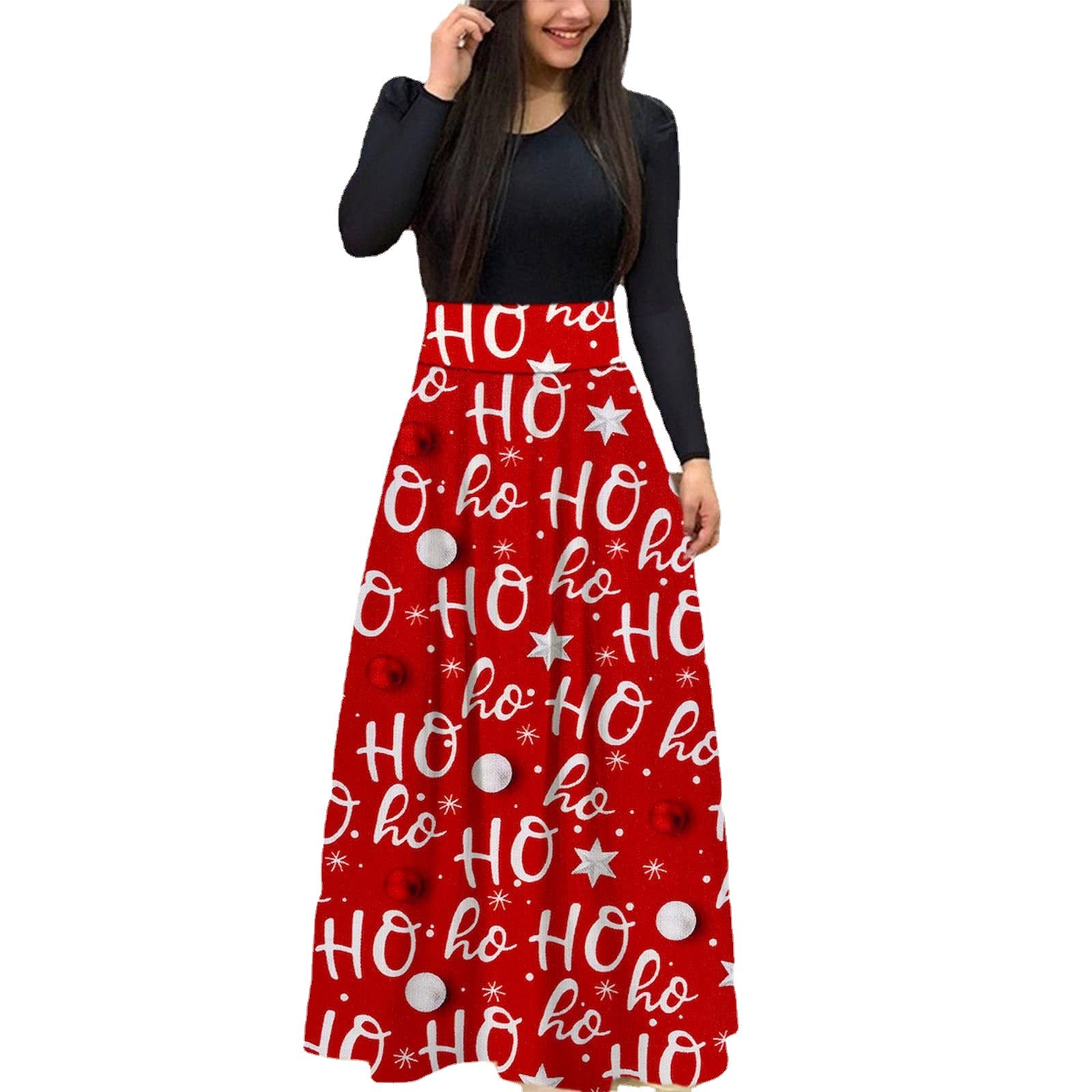 European And American Christmas Print Long Skirt Suit