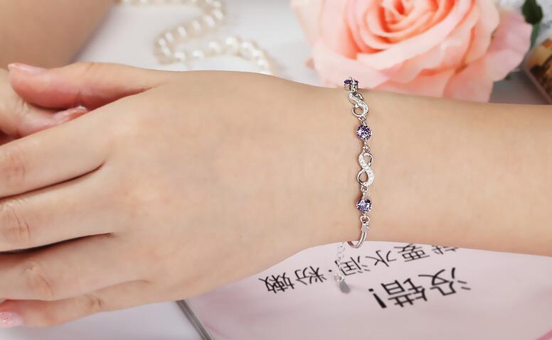 Sterling Silver Bracelet with Inlaid Gemstones - Wazzi's Wear