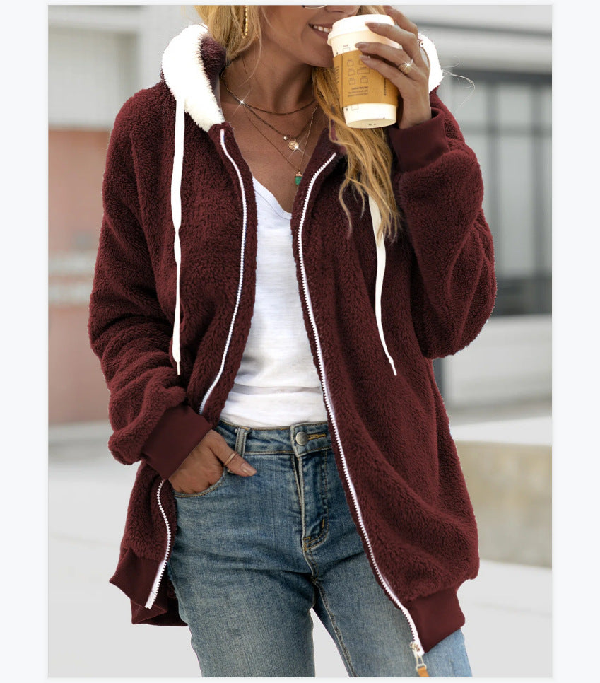 Women’s Plush Hooded Fall Jacket