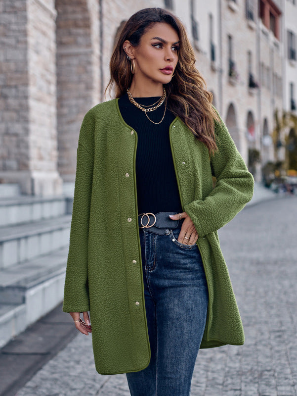 Women's Long Sleeve Buttoned Plush Green Cardigan Size 8 - Wazzi's Wear