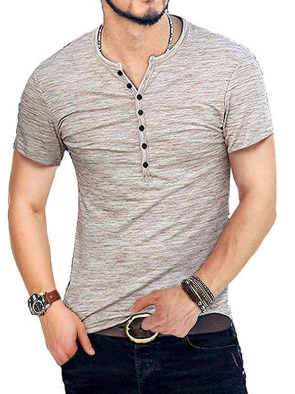 Men's Short Sleeve T-Shirt with Henley Collar in 3 Colors