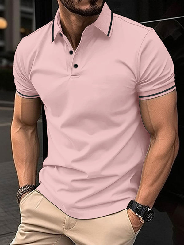 Men’s Short Sleeve Polo Shirts with Lapel in 8 Colors