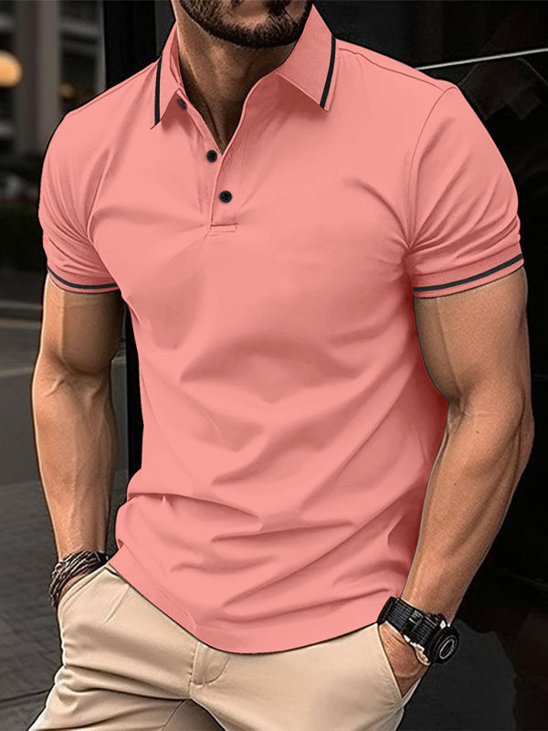Men’s Short Sleeve Polo Shirts with Lapel in 8 Colors