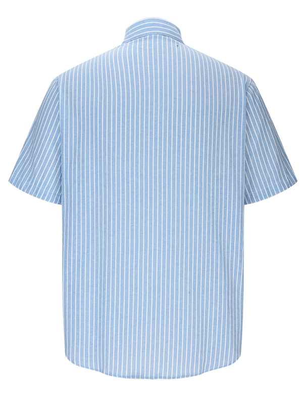 Striped Button-Up Short Sleeve Men’s Shirt with Lapel and Pocket