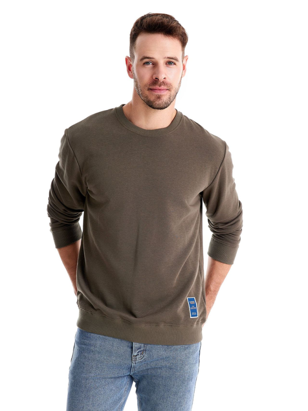 Solid Colour Round Neck Long Sleeve Men’s Sweatshirt