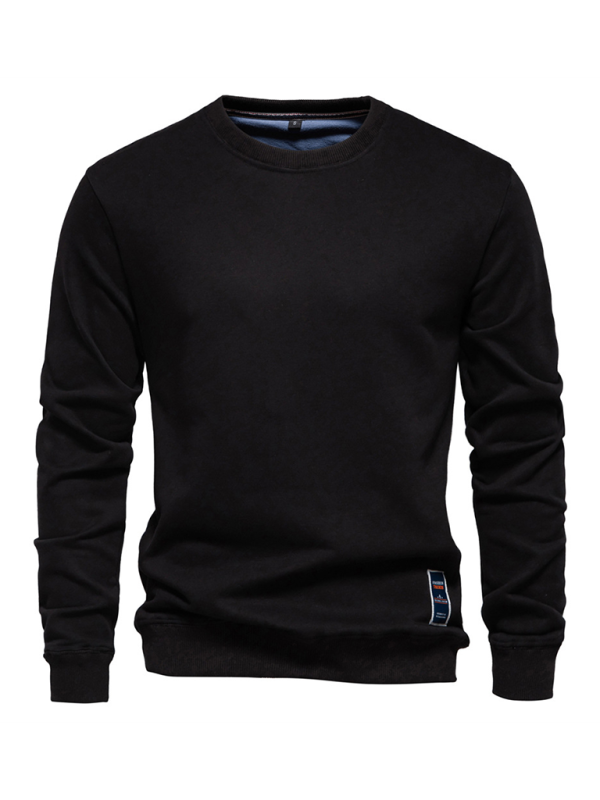 Solid Colour Round Neck Long Sleeve Men’s Sweatshirt