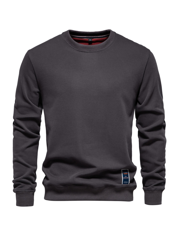 Solid Colour Round Neck Long Sleeve Men’s Sweatshirt