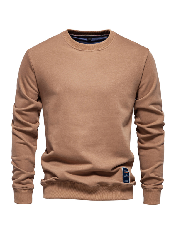 Solid Colour Round Neck Long Sleeve Men’s Sweatshirt