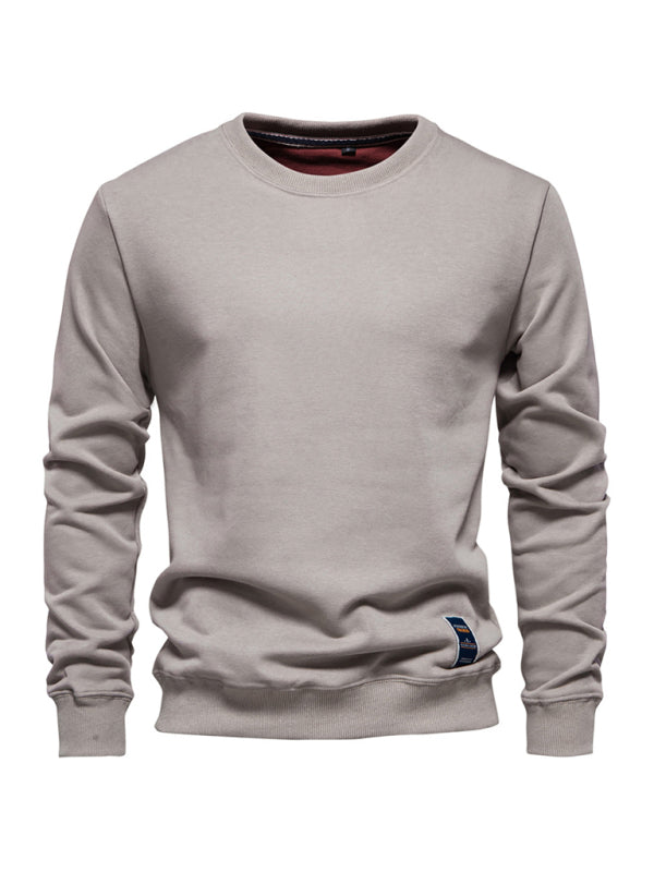 Solid Colour Round Neck Long Sleeve Men’s Sweatshirt