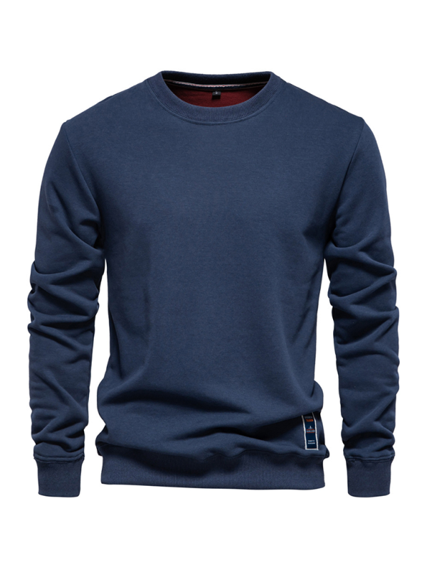 Solid Colour Round Neck Long Sleeve Men’s Sweatshirt