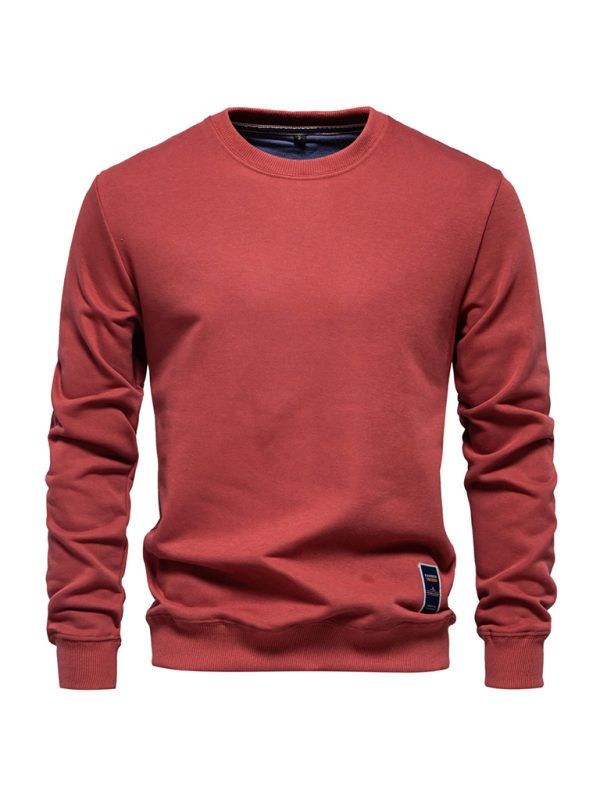 Solid Colour Round Neck Long Sleeve Men’s Sweatshirt