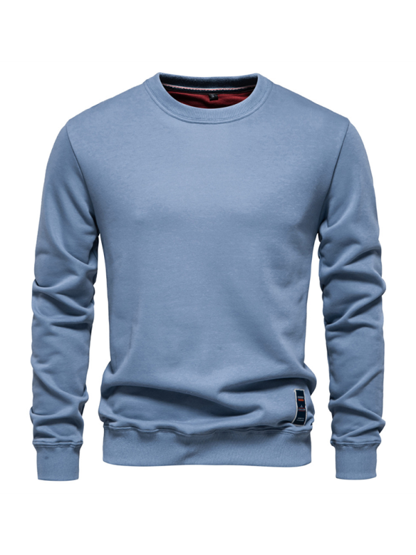 Solid Colour Round Neck Long Sleeve Men’s Sweatshirt