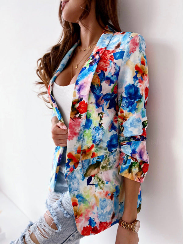 Women’s Floral Business Suit Jacket in 5 Colors S-XXL