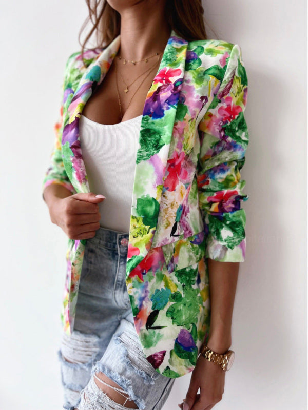 Women’s Floral Business Suit Jacket in 5 Colors S-XXL