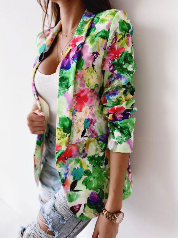 Women’s Floral Business Suit Jacket in 5 Colors S-XXL