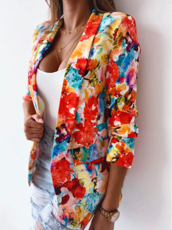 Women’s Floral Business Suit Jacket in 5 Colors S-XXL